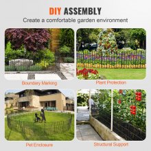 VEVOR Garden Fence, No Dig Fence 17''(H)x13''(L) Animal Barrier Fence, Underground Decorative Garden Fencing with 1.5 inch Spike Spacing, Metal Dog Fence for the Yard and Outdoor Patio, 10 Pack