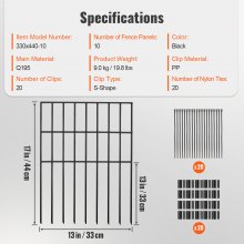 VEVOR Garden Fence, No Dig Fence 17''(H)x13''(L) Animal Barrier Fence, Underground Decorative Garden Fencing with 1.5 inch Spike Spacing, Metal Dog Fence for the Yard and Outdoor Patio, 10 Pack