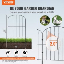 Gard de grădină VEVOR, gard fără săpat 24 inchi (înălțime) x 13 inchi (l) gard barieră pentru animale, gard de grădină decorativ subteran cu distanță de 2 inchi, gard metalic pentru câini pentru curte și terasă în aer liber, pachet de 28