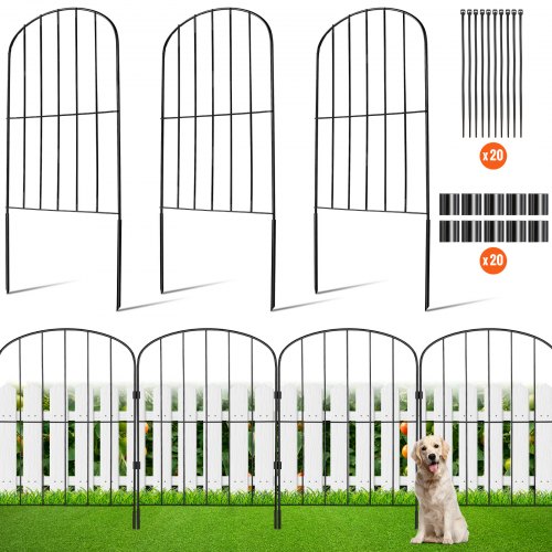 VEVOR Garden Fence, No Dig Fence 61 x 33 cm Animal Barrier Fence, Underground Decorative Garden Fencing with 5.08 cm Spike Spacing, Metal Dog Fence for the Yard and Outdoor Patio, 10 Pack