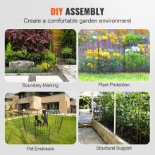 VEVOR Garden Fence, No Dig Fence 24''(H)x13''(L) Animal Barrier Fence, Underground Decorative Garden Fencing with 2 inch Spike Spacing, Metal Dog Fence for the Yard and Outdoor Patio, 10 Pack