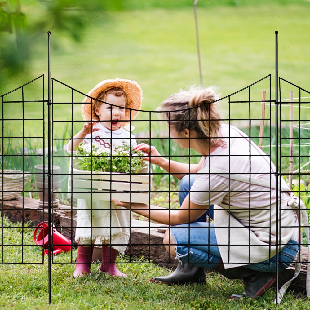 VEVOR Garden Fence, 36.6in(H) x29.5in(L) Animal Barrier Fence, Underground Decorative Garden Fencing with 2.5 Inch Spike Spacing, Metal Dog Fence for the Yard and Outdoor Patio, 5 Pack