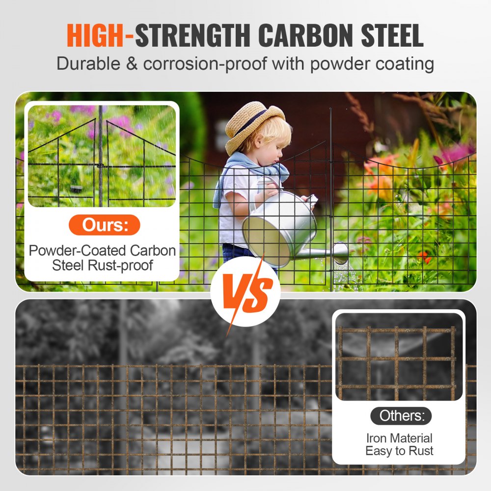 VEVOR Garden Fence, No Dig Fence 92.96 (H) x 74.93 cm (L) Animal Barrier Fence, Underground Decorative Garden Fencing with 16 cm Spike Spacing, Metal Dog Fence for the Yard and Outdoor Patio, 5 Pack