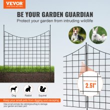 VEVOR Garden Fence, 36.6''(H)x29.5''(L) Animal Barrier Fence, Underground Decorative Garden Fencing with 2.5 inch Spike Spacing, Metal Dog Fence for the Yard and Outdoor Patio, 5 Pack
