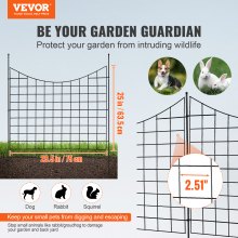 VEVOR Garden Fence, 75×93 cm Animal Barrier Fence, Underground Decorative Garden Fencing with 6.38 cm Spike Spacing, Metal Dog Fence for the Yard and Outdoor Patio, 5 Pack