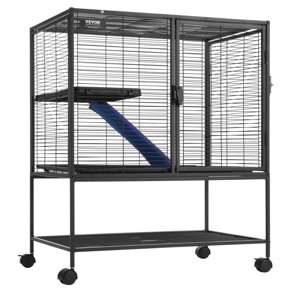 VEVOR 36" Rolling Metal Ferret Cage, Large 2-Tier Critter Nation Cage, Small Animal Cage with Ramps & Tray, Easy to Set up for Pet Rats, Hamster, Guinea Pig, Chinchilla, Squirrel, Hedgehogs, Bunny