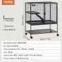 VEVOR 36" Rolling Metal Ferret Cage, Large 2-Tier Critter Nation Cage, Small Animal Cage with Ramps & Tray, Easy to Set up for Pet Rats, Hamster, Guinea Pig, Chinchilla, Squirrel, Hedgehogs, Bunny