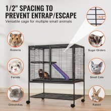 VEVOR 36" Metal Small Animal Cage 2-Tier Rolling Ferret Cage with Tray A Ramp