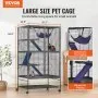 VEVOR 164.1 cm Metal Small Animal Cage 4-Tier Rolling Ferret Cage with Tray 3 Ramps