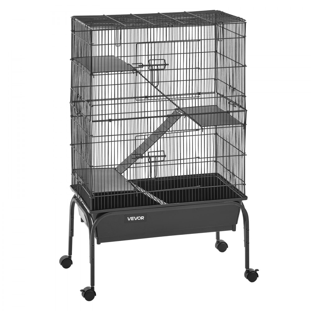 VEVOR Metal Small Animal Cage 101 cm 3-Tier Rolling Ferret Cage On Wheels, 13.97 mm Wire Spacing Large Cages with Hammock, Ramps, Tray & Doors for Ferret, Chinchilla, Sugar Glider, Guinea Pig, Rabbit