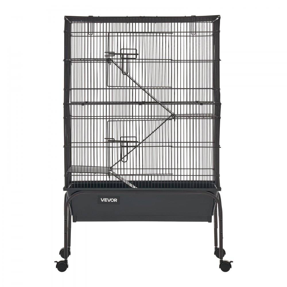 VEVOR Metal Small Animal Cage 101 cm 3-Tier Rolling Ferret Cage On Wheels, 13.97 mm Wire Spacing Large Cages with Hammock, Ramps, Tray & Doors for Ferret, Chinchilla, Sugar Glider, Guinea Pig, Rabbit