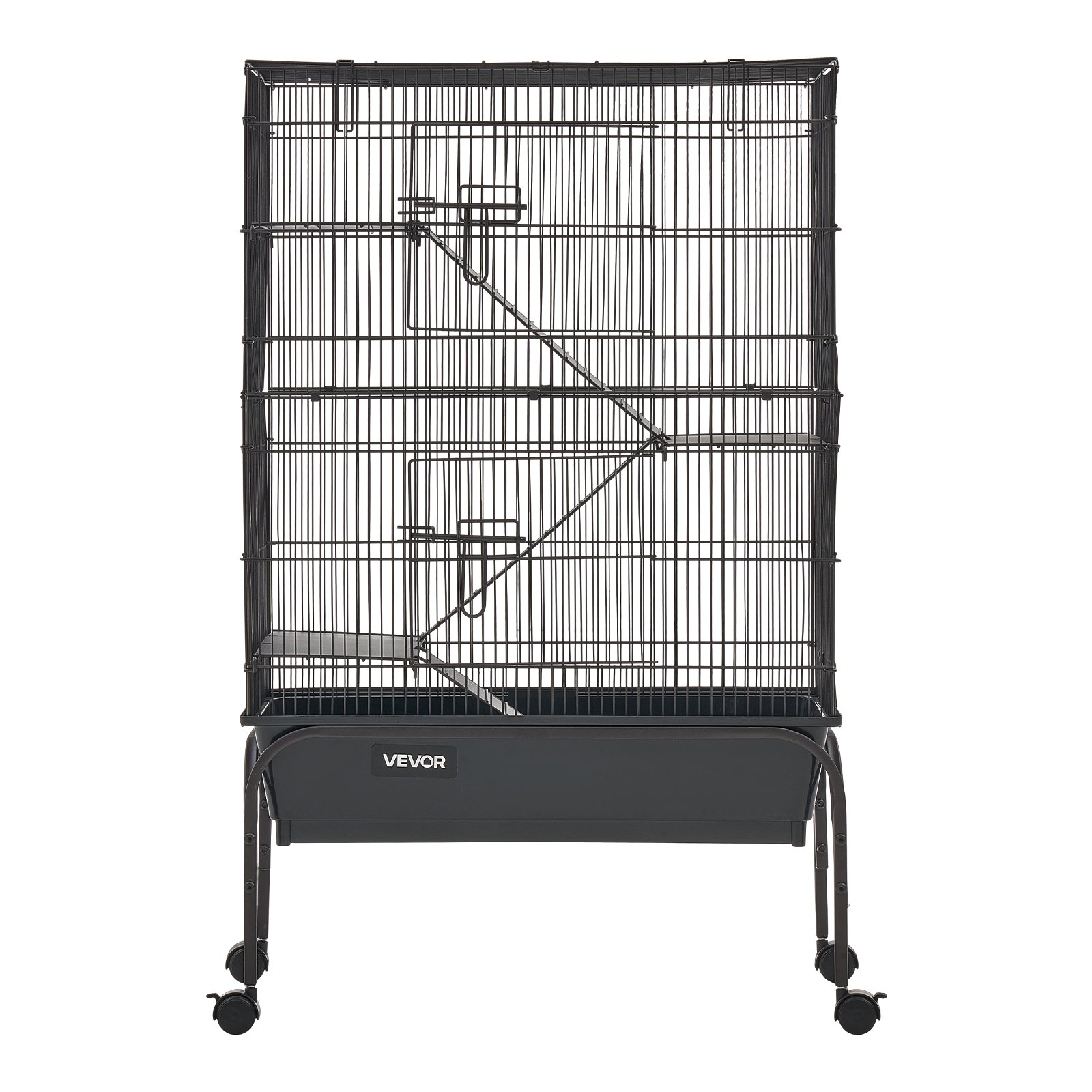 VEVOR Metal Small Animal Cage 101 cm 3-Tier Rolling Ferret Cage On Wheels, 13.97 mm Wire Spacing Large Cages with Hammock, Ramps, Tray & Doors for Ferret, Chinchilla, Sugar Glider, Guinea Pig, Rabbit