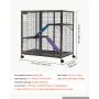 VEVOR Metal Small Animal Cage 96 cm 3-Tier Rolling Ferret Cage On Wheels, 13.97 mm Wire Spacing Large Cages with Ramps, Platform, Tray & Doors for Ferret, Chinchilla, Sugar Glider, Guinea Pig, Rabbit