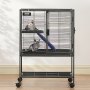 VEVOR 865 mm Rolling Metal Ferret Cage, Large 2-Tier Critter Nation Cage, Small Animal Cage with Ramps & Tray, Easy to Set up for Pet Rats, Hamster, Guinea Pig, Chinchilla, Squirrel, Hedgehogs, Bunny