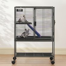 VEVOR 34" Metal Small Animal Cage 2-Tier Rolling Ferret Cage with Tray A Ramp
