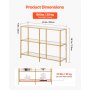 VEVOR 3-Tier Glass Console Table Rectangle Sofa Side Table with Anti-Tip Golden