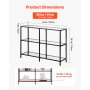 VEVOR 3-Tier Glass Console Table Rectangle Sofa Side Table with Anti-Tip Black