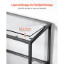VEVOR 3-Tier Glass Console Table Rectangle Sofa Side Table with Anti-Tip Black