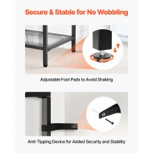 3-Tier Glass Console Table Rectangle Sofa Side Table with Anti-Tip Black