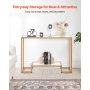VEVOR 2-Tier Glass Console Table Rectangle Sofa Side Table with Anti-Tip Golden