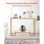 VEVOR 2-Tier Glass Console Table, Modern Rectangle Sofa Side Table with Tempered Glass Top and Iron Legs, Golden Consloe Desk with Anti-Tip Device for Living Room, Hallway, Entryway, Foyer, Golden