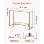 VEVOR 2-Tier Glass Console Table Rectangle Sofa Side Table with Anti-Tip Golden