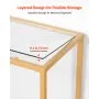 VEVOR 2-Tier Glass Console Table, Modern Rectangle Sofa Side Table with Tempered Glass Top and Iron Legs, Golden Consloe Desk with Anti-Tip Device for Living Room, Hallway, Entryway, Foyer, Golden