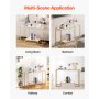 VEVOR 2-Tier Glass Console Table Rectangle Sofa Side Table with Anti-Tip Golden