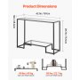 VEVOR 2-Tier Glass Console Table, Modern Rectangle Sofa Side Table with Tempered Glass Top and Iron Legs, Golden Consloe Desk with Anti-Tip Device for Living Room, Hallway, Entryway, Foyer, Black