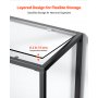 VEVOR 2-Tier Glass Console Table, Modern Rectangle Sofa Side Table with Tempered Glass Top and Iron Legs, Golden Consloe Desk with Anti-Tip Device for Living Room, Hallway, Entryway, Foyer, Black