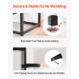 VEVOR 2-Tier Glass Console Table, Modern Rectangle Sofa Side Table with Tempered Glass Top and Iron Legs, Golden Consloe Desk with Anti-Tip Device for Living Room, Hallway, Entryway, Foyer, Black