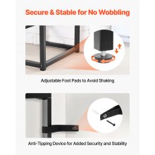 2-Tier Glass Console Table Rectangle Sofa Side Table with Anti-Tip Black