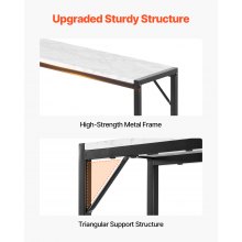 Marble Console Table Modern Narrow Long Console Table with Power Outlet