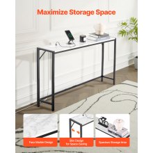 Marble Console Table Modern Narrow Long Console Table with Power Outlet