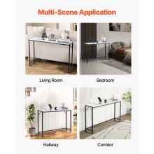 Marble Console Table Modern Narrow Long Console Table with Power Outlet