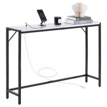 Marble Console Table Modern Narrow Long Console Table with Power Outlet