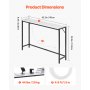 VEVOR Marble Console Table, Modern Narrow Long Console Table with Power Outlet, Thin Sofa Side Table with Iron Tubes, Anti-Tip Device and Triangular Support for Living Room, Hallway, Entryway, Foyer