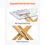 VEVOR Glass Coffee Table, Modern Rectangle Sofa Side Table with Tempered Glass Top & Iron Cross-Legs, Golden Geometric Consloe Desk with Adjustable Anti-slip Foot Pads for Living Room, Entryway, Foyer