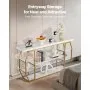 VEVOR Marble Console Table, 3 Tiers Modern Console Table for Open Storage, Golden Geometric Table with Iron Tubes, Anti-Tip Device and Triangular Support for Living Room, Hallway, Entryway, Foyer