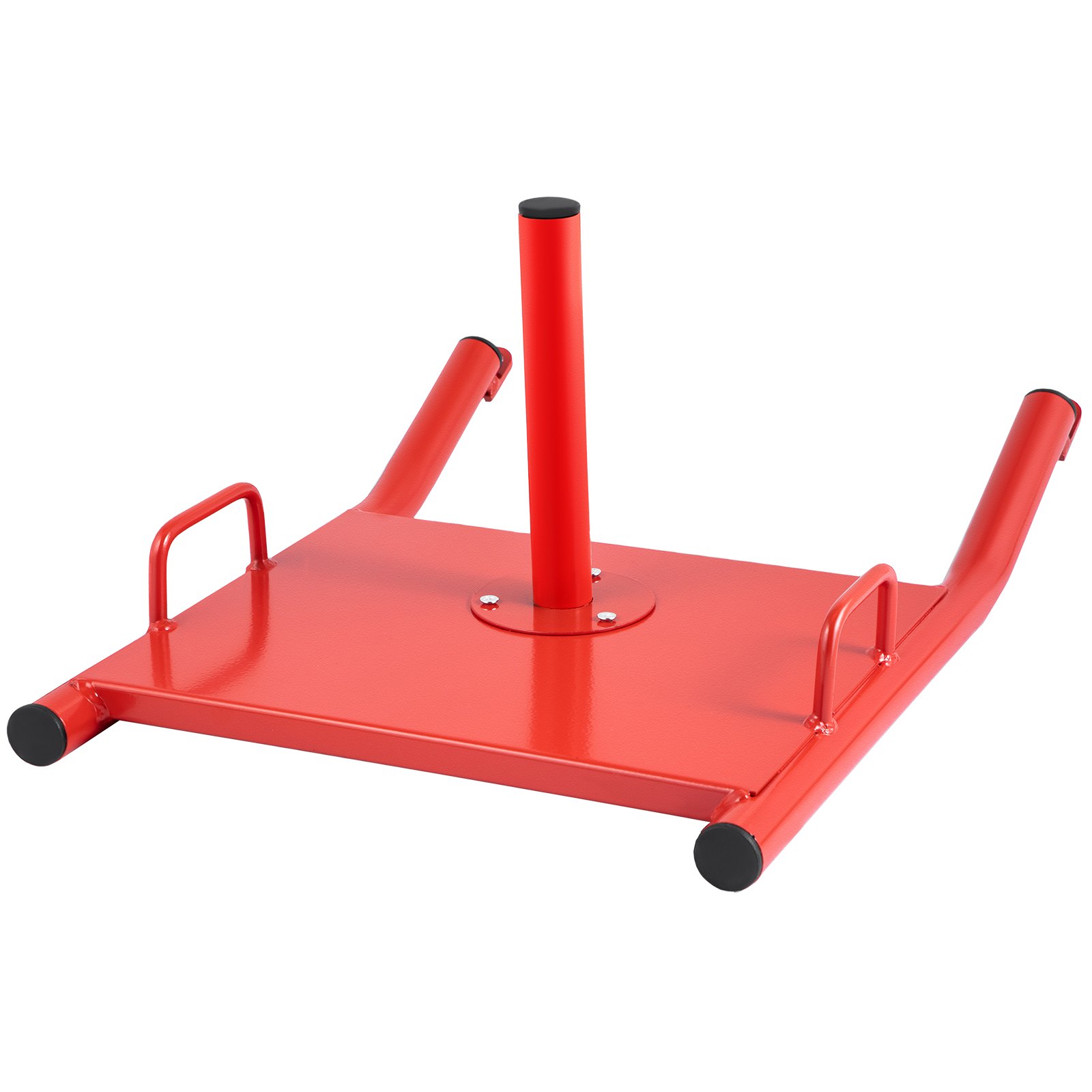 red VEVOR weight sled with handles and center pole for fitness workouts.