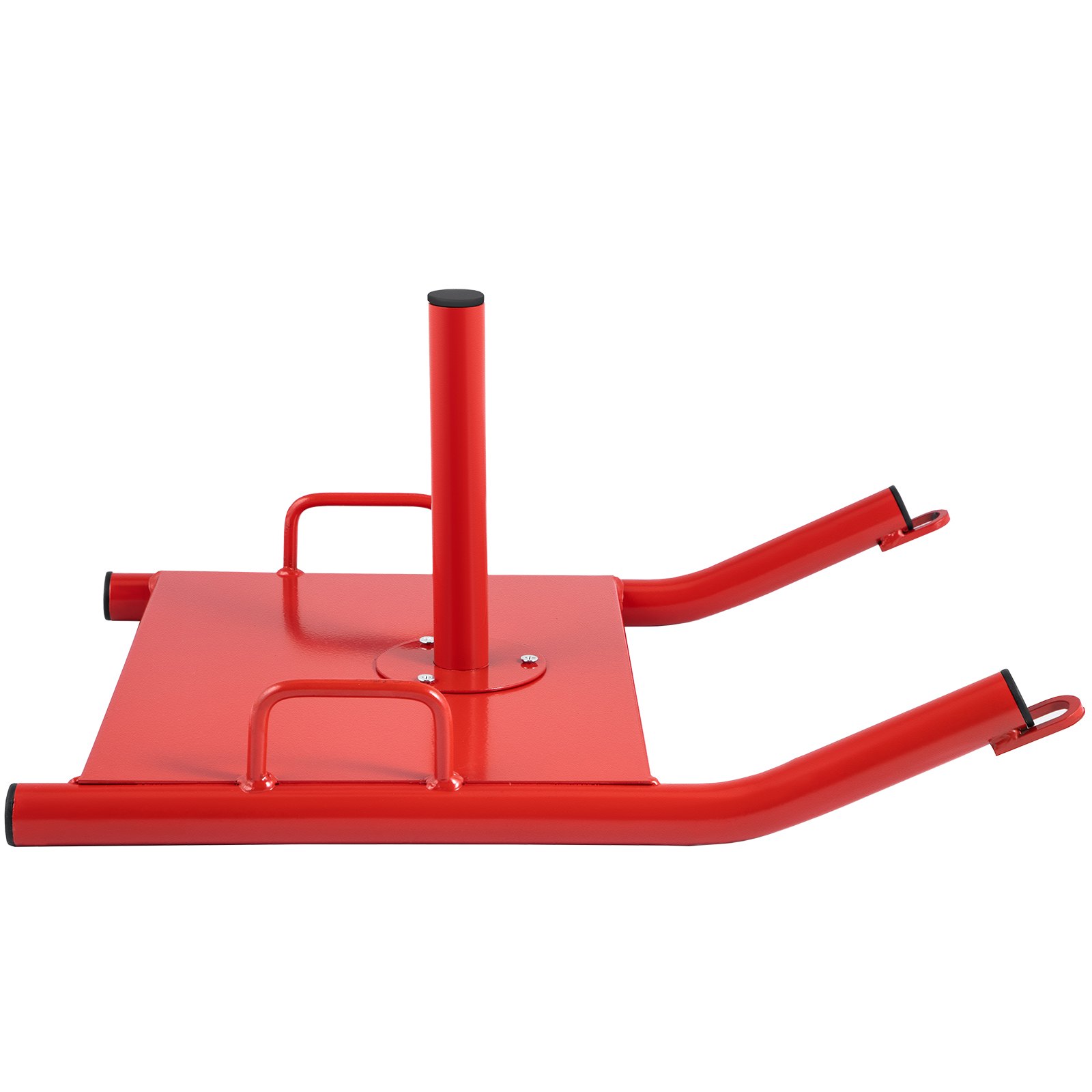 red VEVOR weight sled with handles and weight plate holder central pole