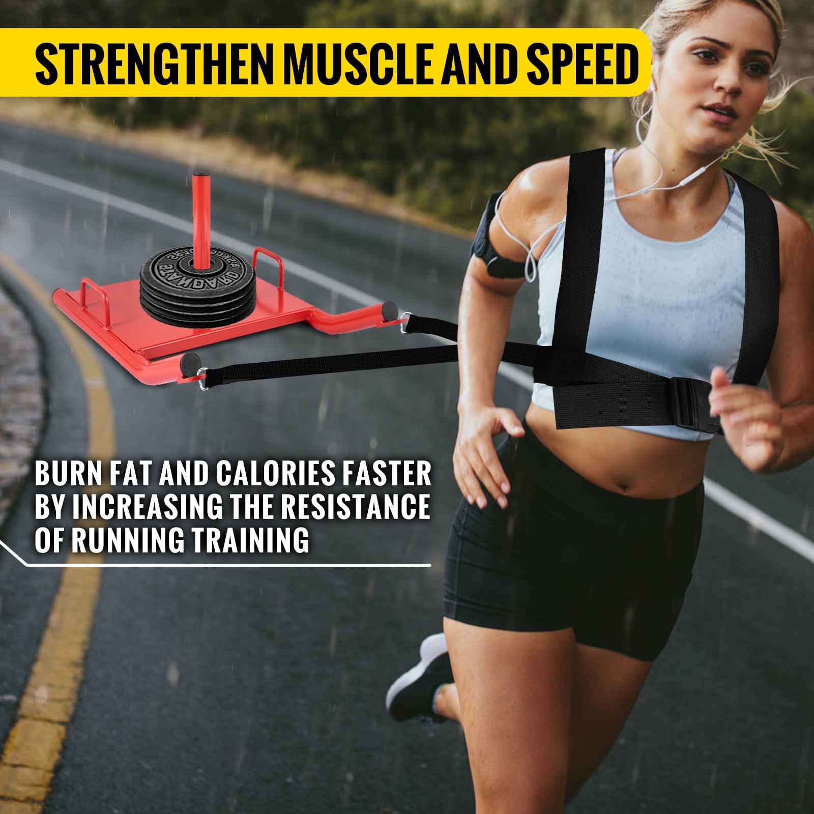 strengthen muscle and speed with VEVOR weight sled for resistance running training.