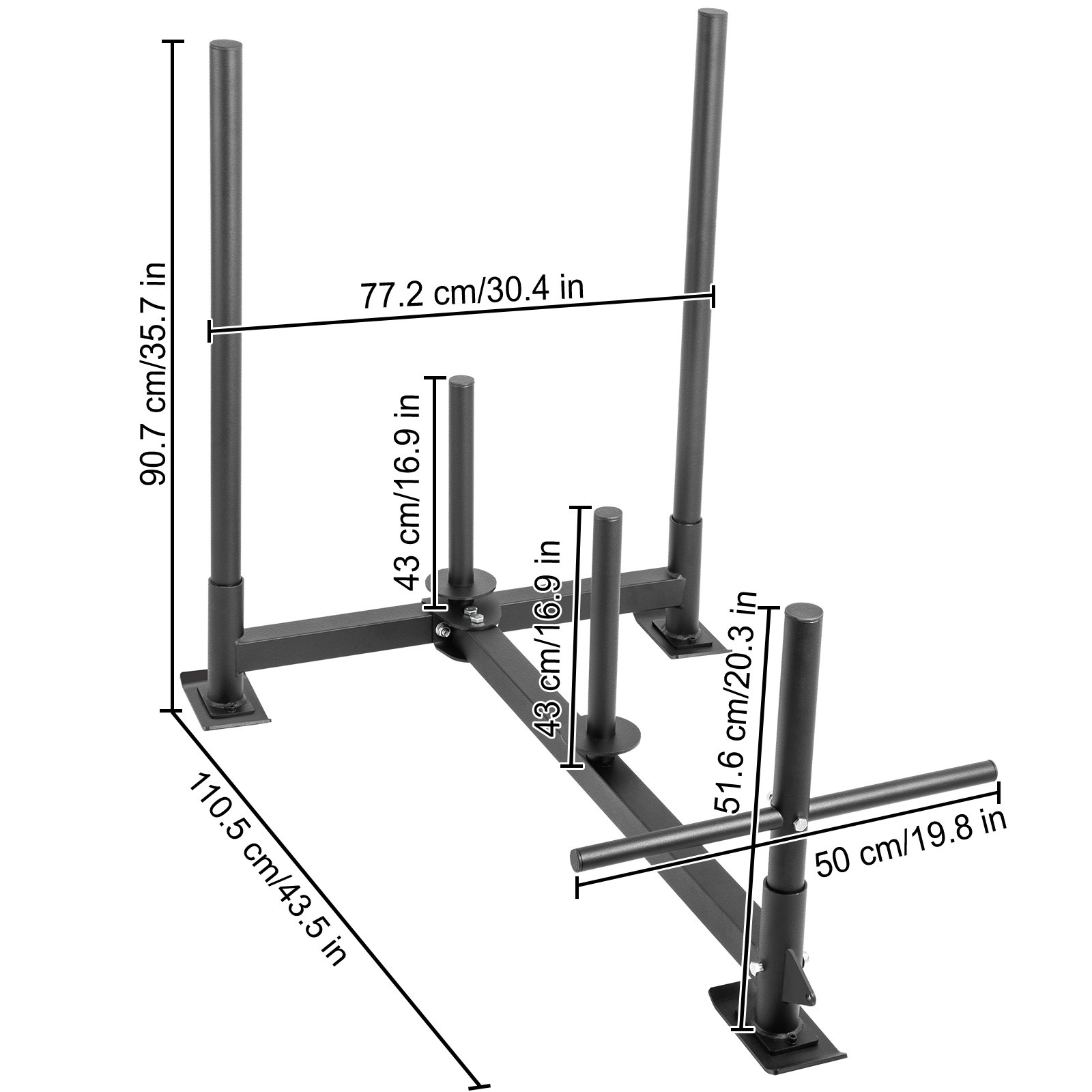 VEVOR Fitness Sled Black 44 x 30.5 x 36inch Weight Training Sled Premium Iron with Black Powder Coat Speed Training Sled for Athletic Exercise and Speed Improvement