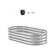 VEVOR Metal Raised Garden Bed, 1.2 x 0.6 x 0.3 m Oval Outdoor Galvanized Planter Garden Box, Open Bottom Design, Large Planter Raised Bed for Growing Vegetables, Flowers, Succulents, Galvanized Color