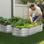 VEVOR Metal Raised Garden Bed 4x2x1 ft Outdoor Galvanized Planter Box Silver