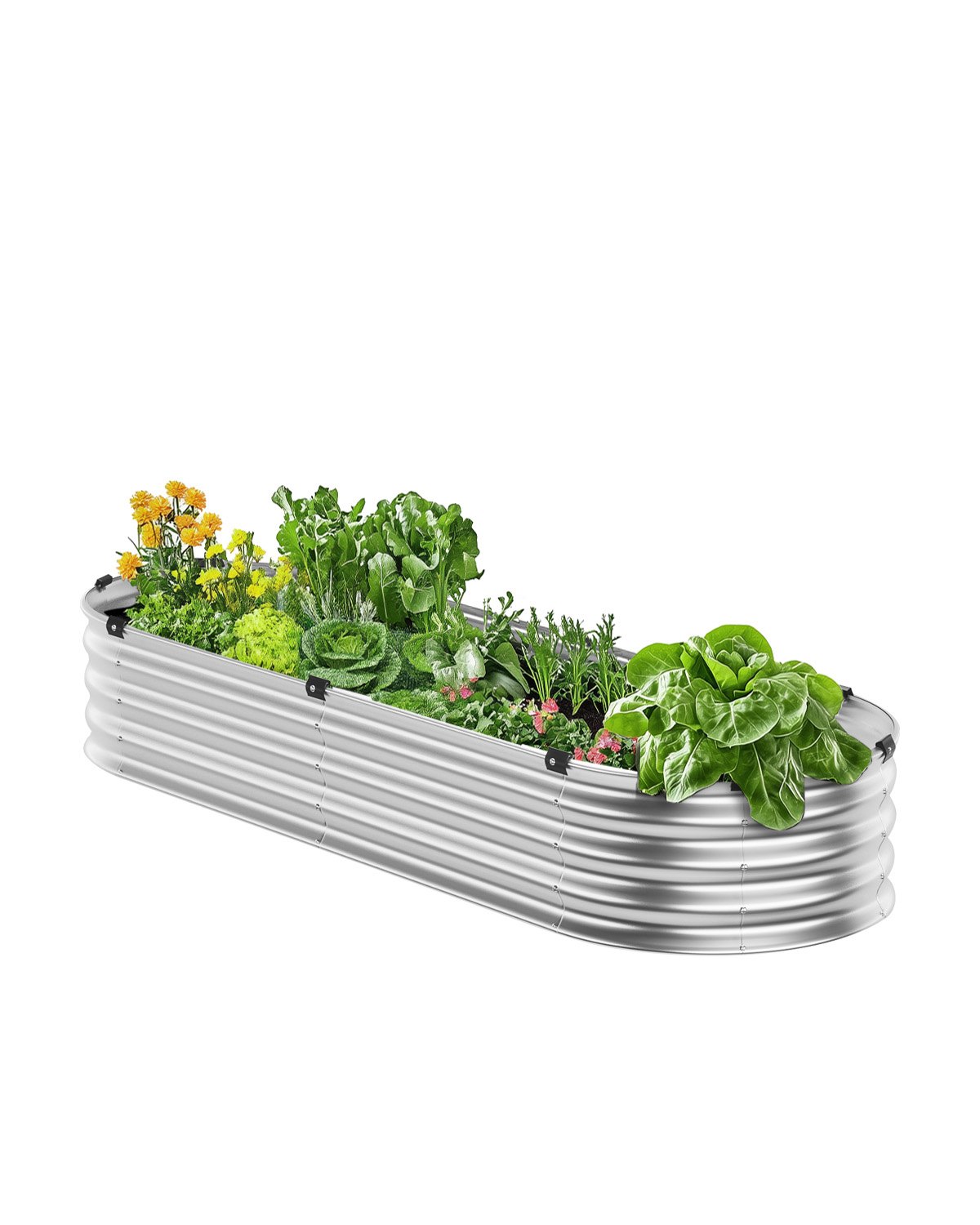 Metal Raised Garden Bed 4x2x1 ft Outdoor Galvanized Planter Box Silver Metal Raised Garden Bed 4x2x1 ft Outdoor Galvanized Planter Box Silver