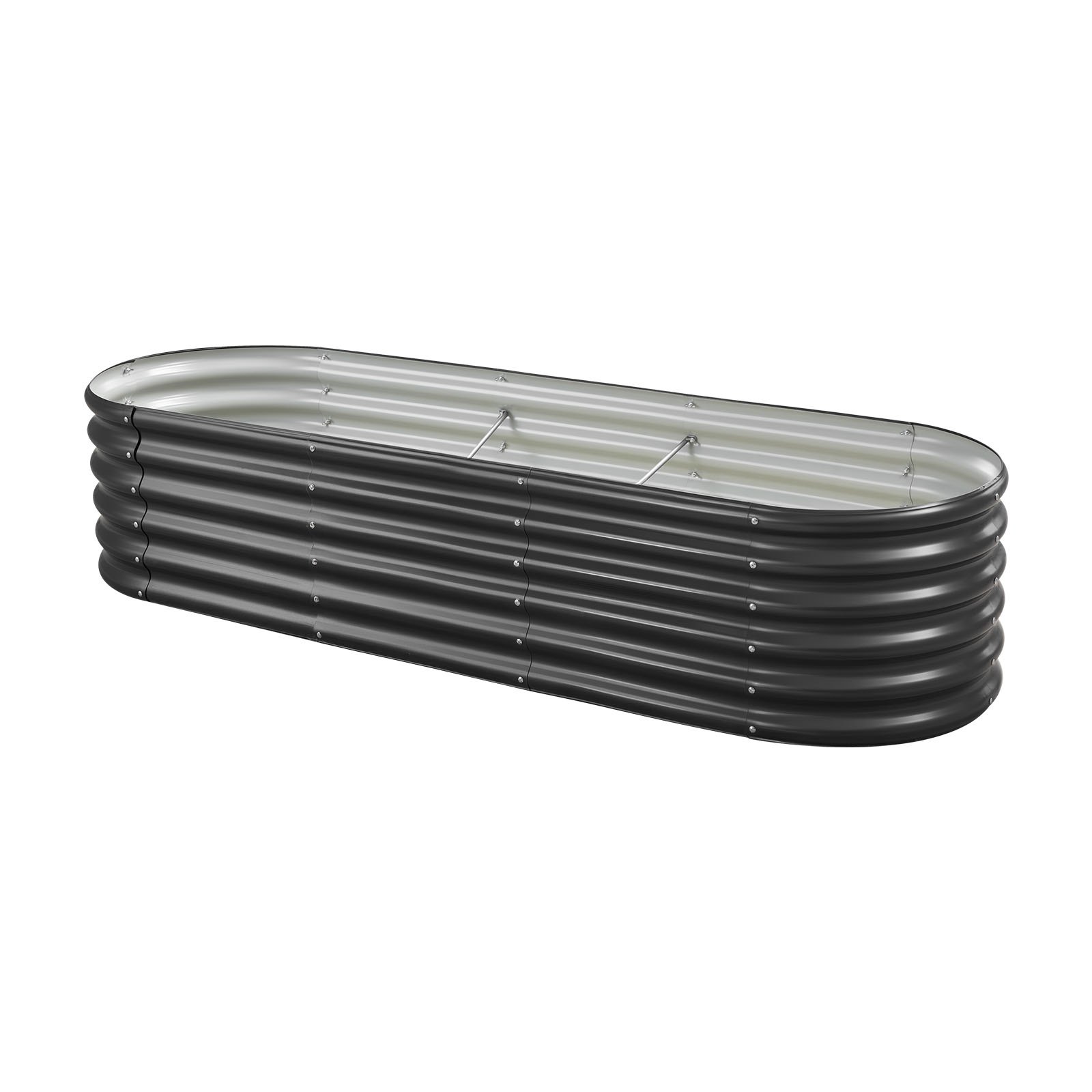 VEVOR Metal Raised Garden Bed, 2.0 x 0.6 x 0.4 m Oval Outdoor Galvalume Planter Garden Box, Open Bottom Design, Large Planter Raised Bed for Growing Vegetables, Flowers, Succulents, Dark Gray