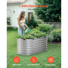 VEVOR Metal Raised Garden Bed 4x2x2 ft Outdoor Galvanized Planter Box Silver