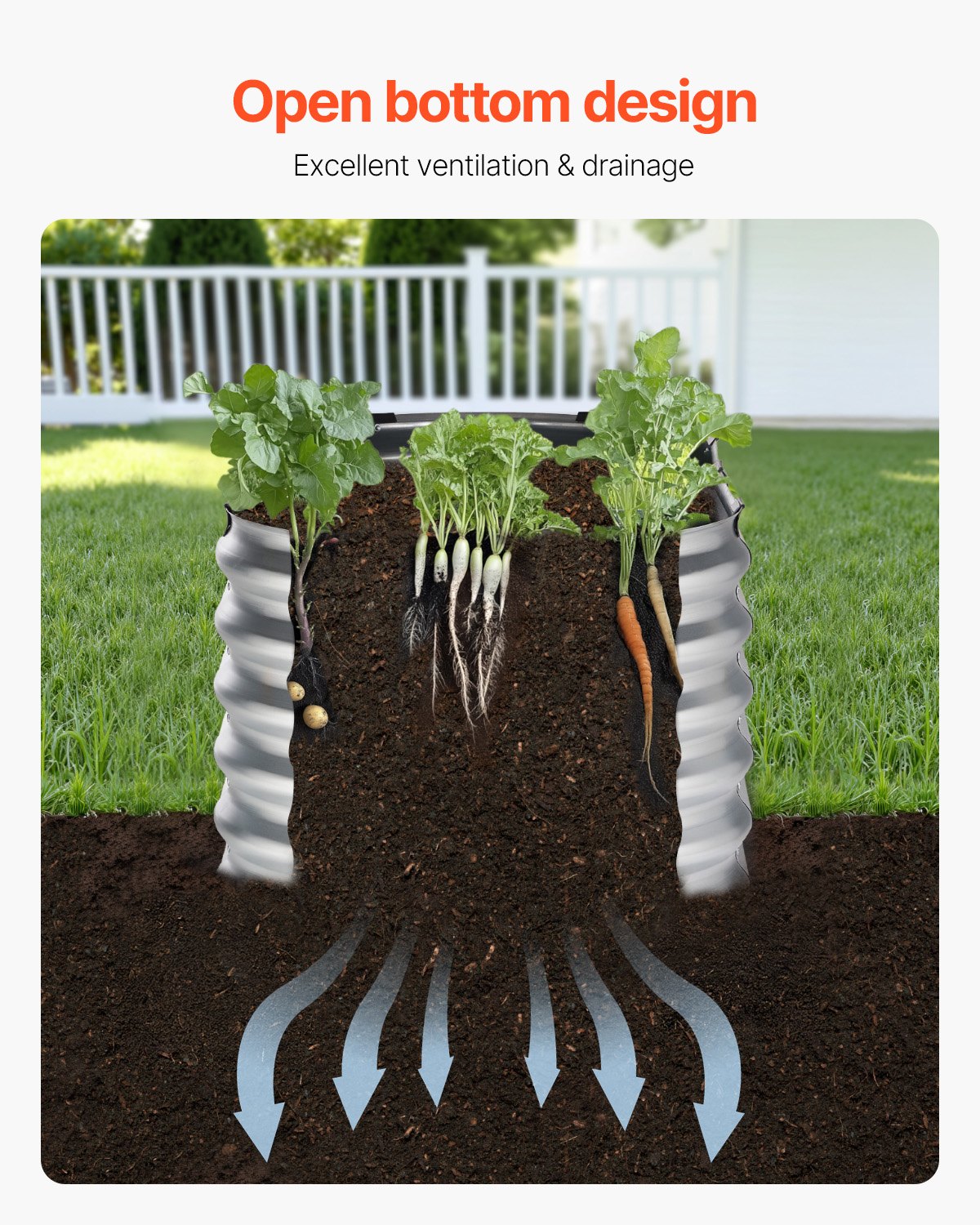 VEVOR Metal Raised Garden Bed, 4 x 2 x 2 ft Outdoor Galvanized Planter Box, with Open Bottom, Large Oval Planter Raised Bed for Gardening Vegetables, Flowers, Herbs, and Succulent Plants, Silver