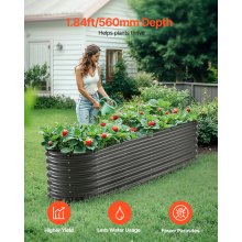 VEVOR Metal Raised Garden Bed 8x2x2 ft Outdoor Galvanized Planter Box Dark Gray